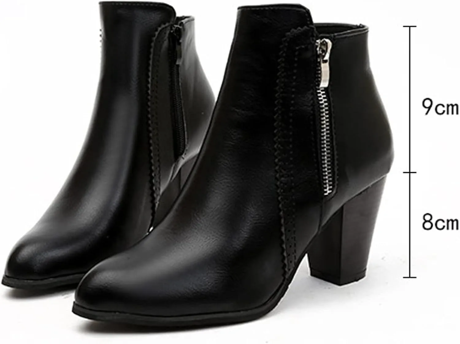 Ankle Boots for Women Side Zipper Short Boots Low Chunky Block Heel Pointed Toe Fall Heeled Booties Shoes