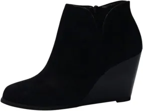 Ankle Boots for Women Stacked Chunky High Heel Short Ankle Booties Cut Out Vintage Slip on Leather Round Toe Non Slip Women's Boots Short Fall Winter Booties