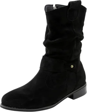 Ankle Boots for Women Stacked Chunky High Heel Short Ankle Booties Cut Out Vintage Slip on Leather Round Toe Non Slip Women's Boots Short Fall Winter Booties