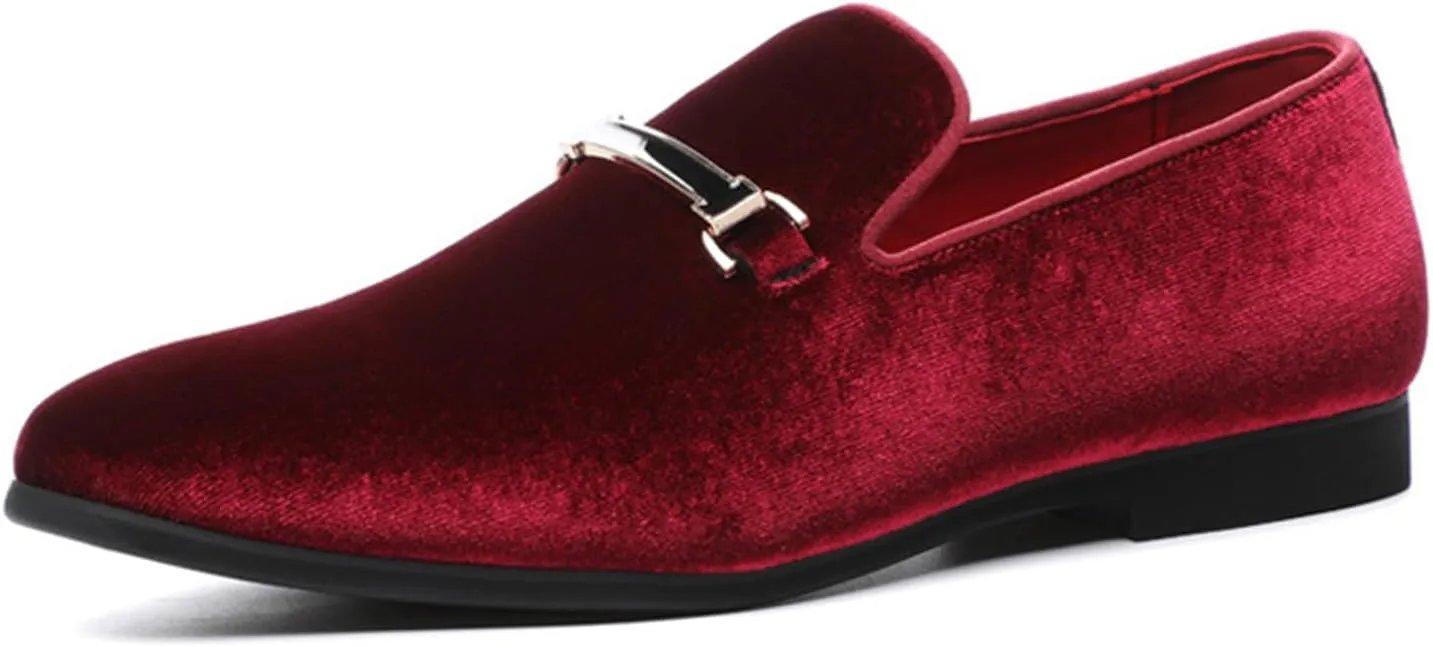 ByErz Men's Luxury Penny Loafer Slip-On Velvet Shoes Party Dancing Shoes Suede Wedding Shoes