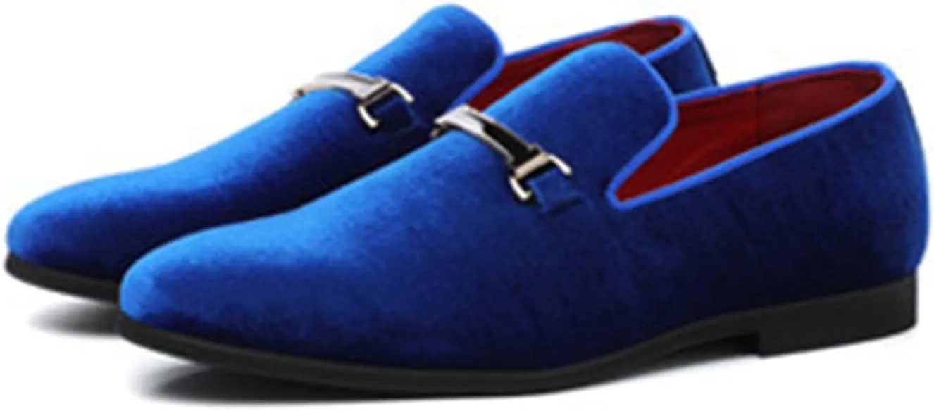 ByErz Men's Luxury Penny Loafer Slip-On Velvet Shoes Party Dancing Shoes Suede Wedding Shoes