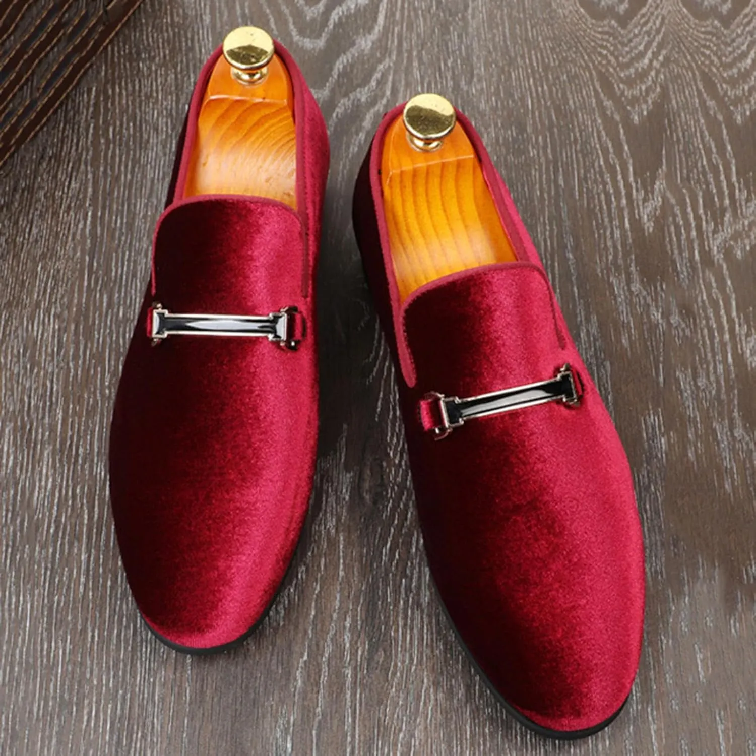 ByErz Men's Luxury Penny Loafer Slip-On Velvet Shoes Party Dancing Shoes Suede Wedding Shoes