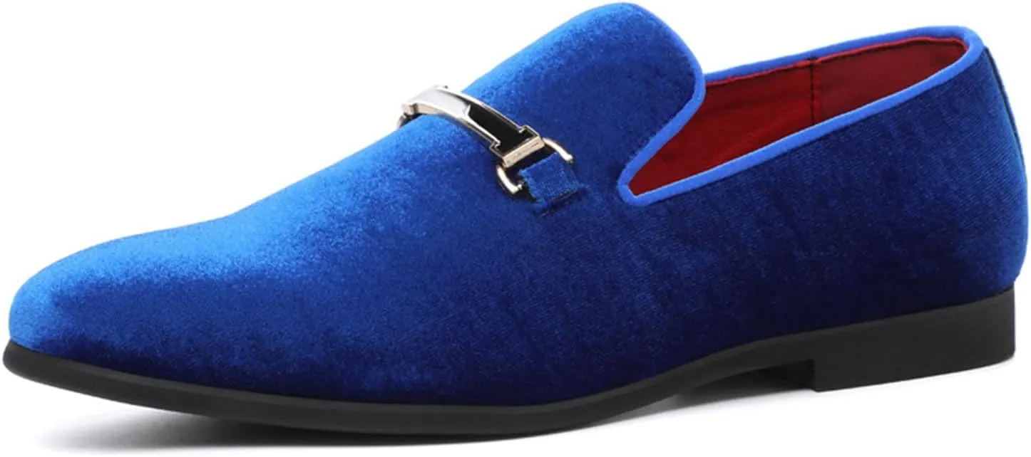 ByErz Men's Luxury Penny Loafer Slip-On Velvet Shoes Party Dancing Shoes Suede Wedding Shoes