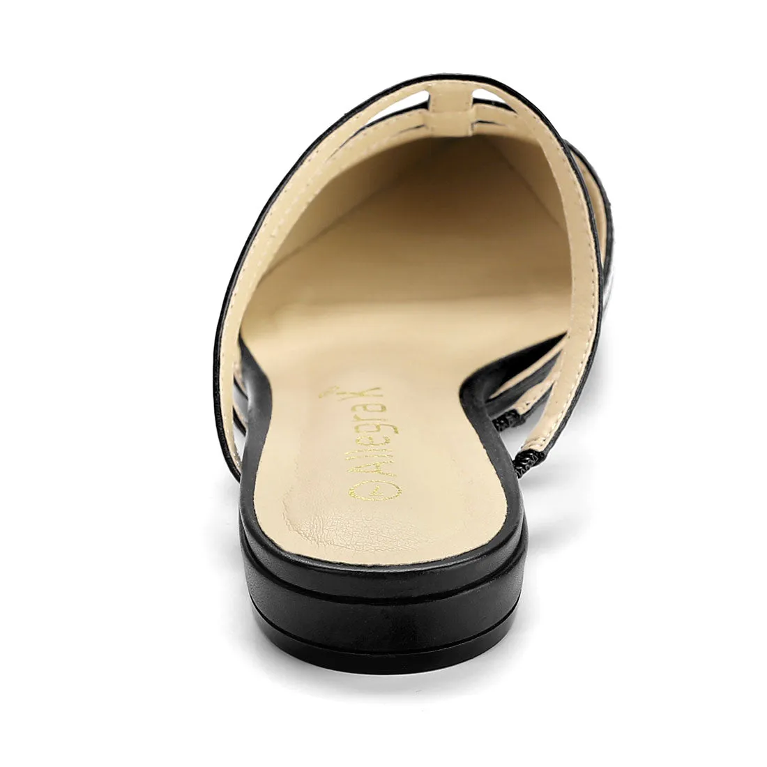 Glitter Pointed Toe T Strap Slip On Flats Mules
