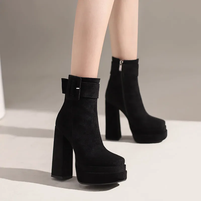 Greer Black Suede Platform Boots
