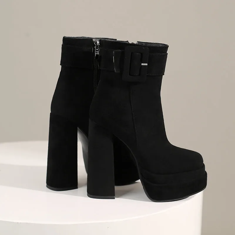 Greer Black Suede Platform Boots