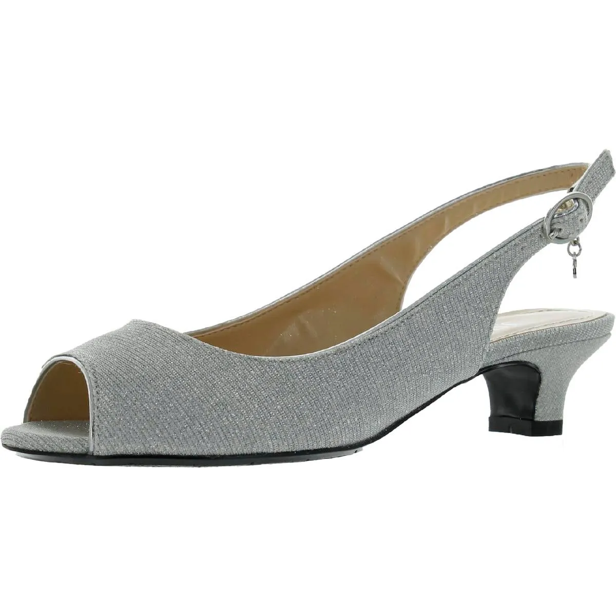 J.Renee Womens Jenvey Metallic Slingback Kitten Heels