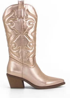 Ladmiple Cowboy Boots For Women Wide Calf Knee High Cowgirl Boots Embroidery Retro Fashion Tall Boot Pull On for Ladies 2024