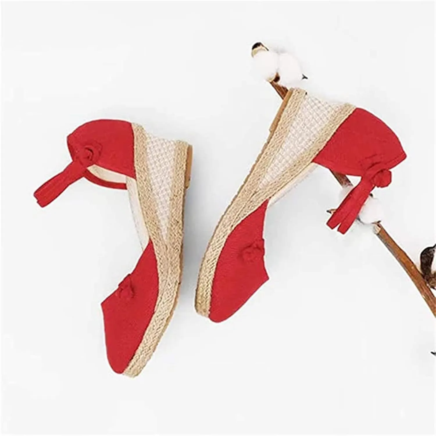 Ladmiple Espadrille Wedge Sandals For Women Closed Toe Cute Ankle Strap Platform Fashion Casual Dressy Summer Shoes