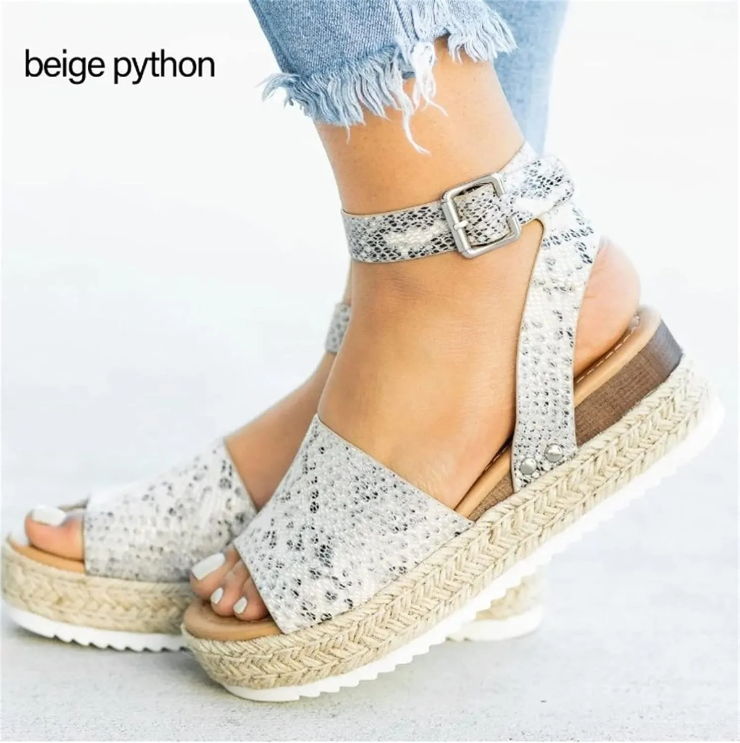Ladmiple Sandals for Women Dressy Summer,Women's 2023 Espadrilles Wedge Platform Sandals Ankle Buckle Open Toe Sandals
