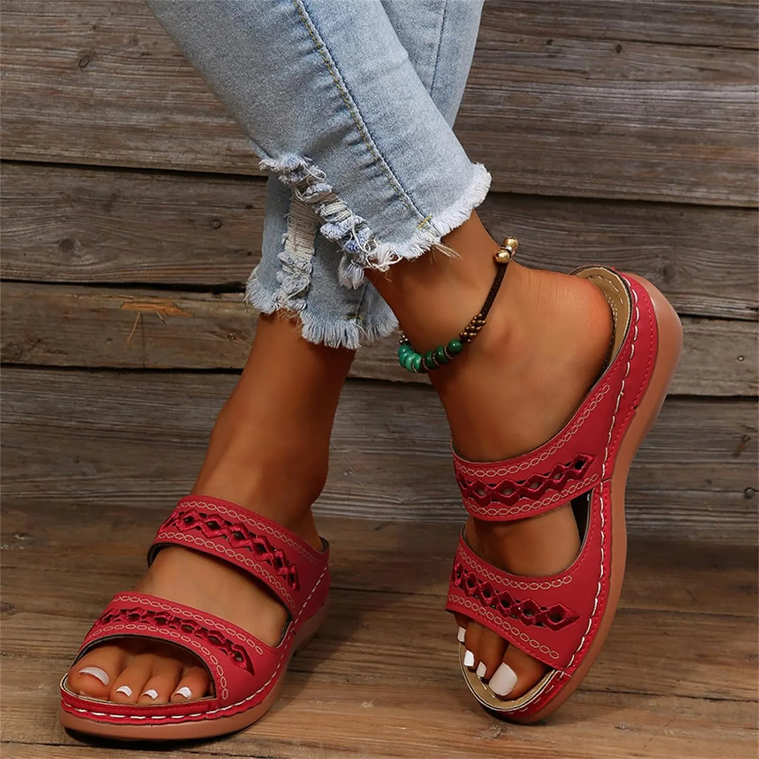 Lausiuoe Comfortable Orthopedic Sandals For Women Dressy Summer Arch Support Slides Slippers Comfort Orthotic Flip Flops