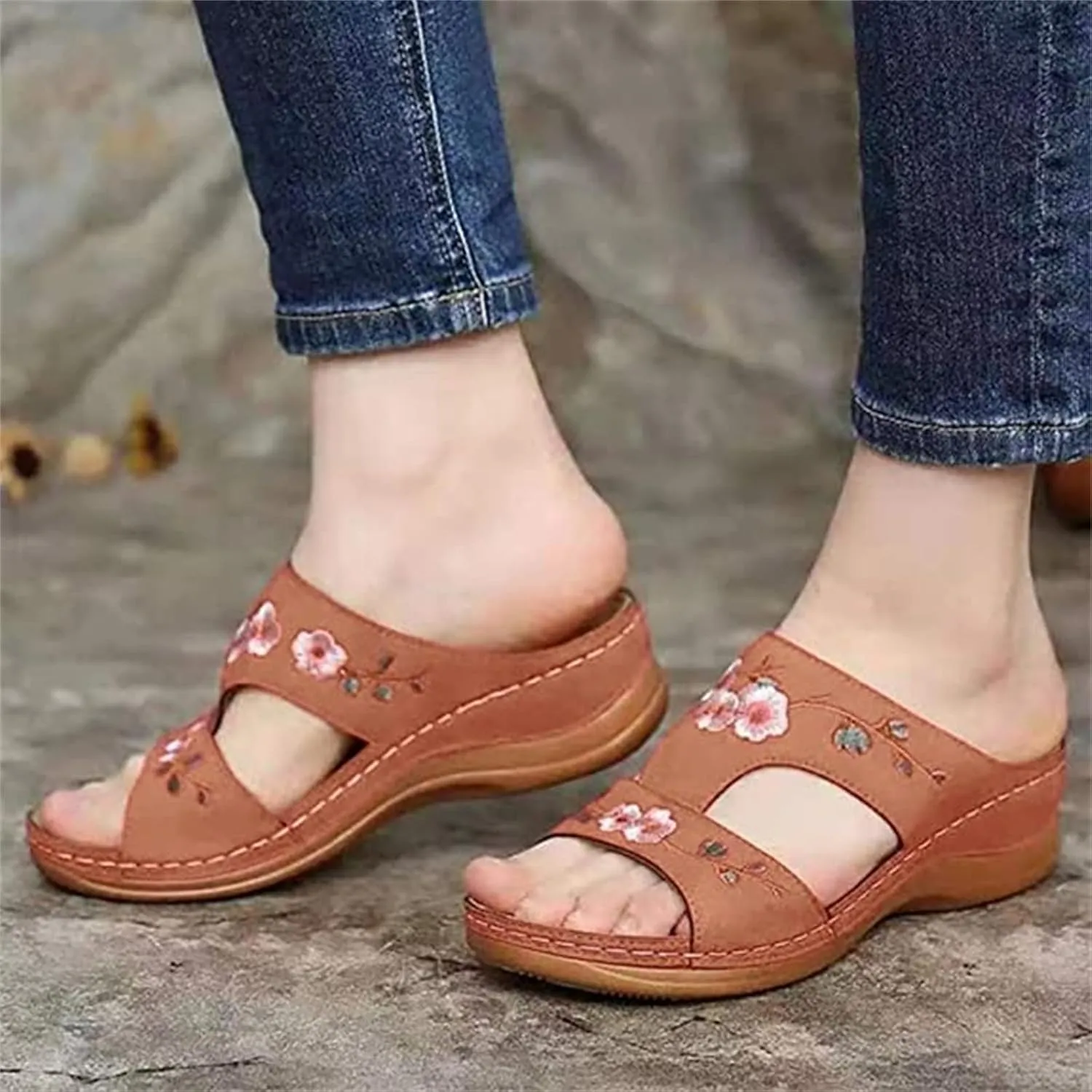 Lausiuoe Dress Sandals For Women Orthotic Dressy Fashion Flip Flops Ladies Slip On Lightweight Athletic Orthopedic Slides