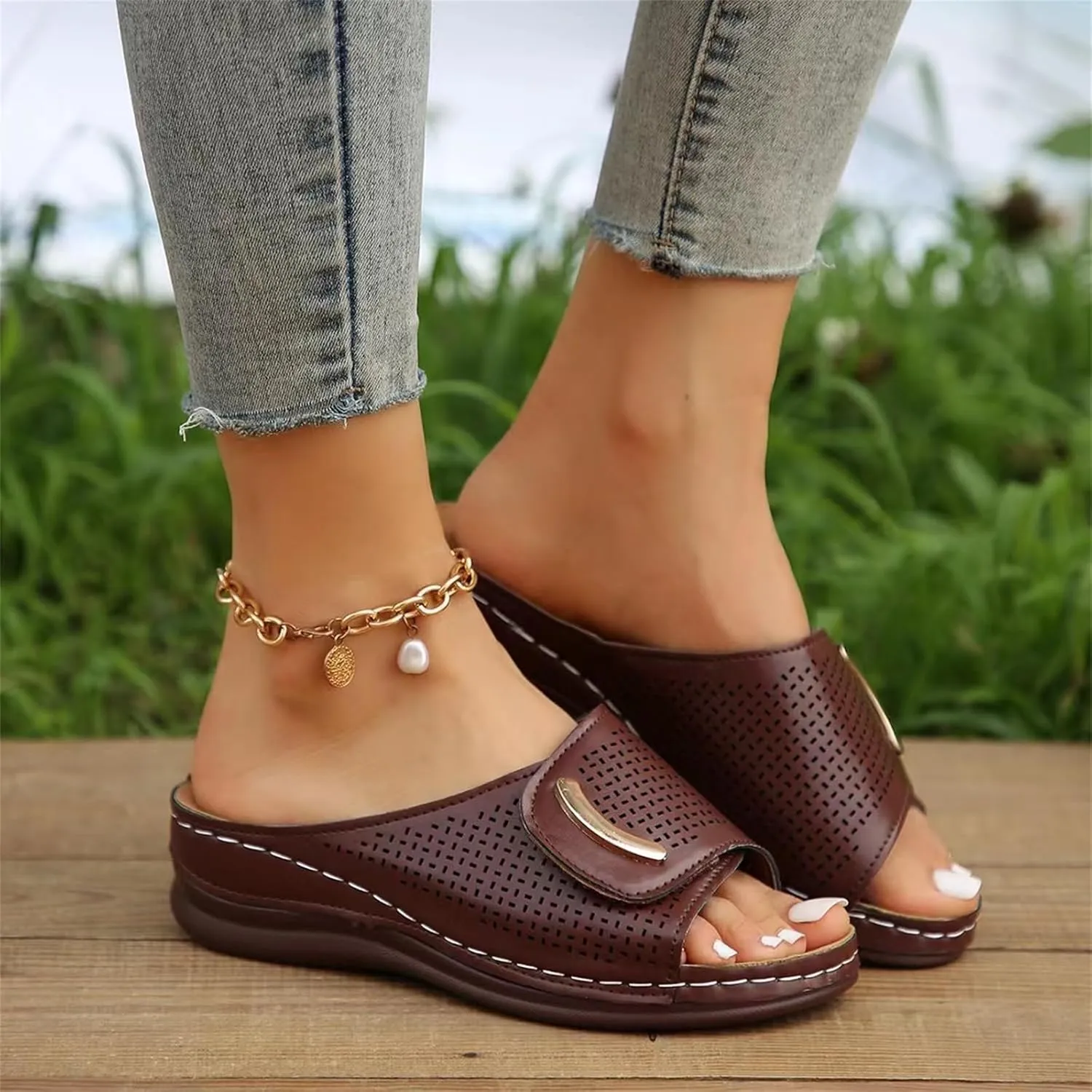 Lausiuoe Orthopedic Sandals For Women Arch Support Walking Sandals Orthotic Slippers Comfort Flip Flops Dressy Summer Slides