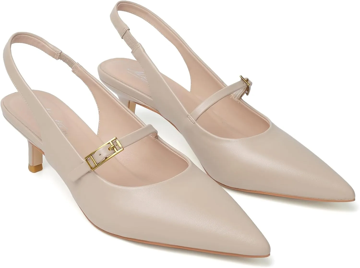 Mostrin Kitten Heels for Women Slingback Heels Pointed Closed Toe Heels Slip On Dress Pumps Shoes Low Women's Pumps for Dating Party Working
