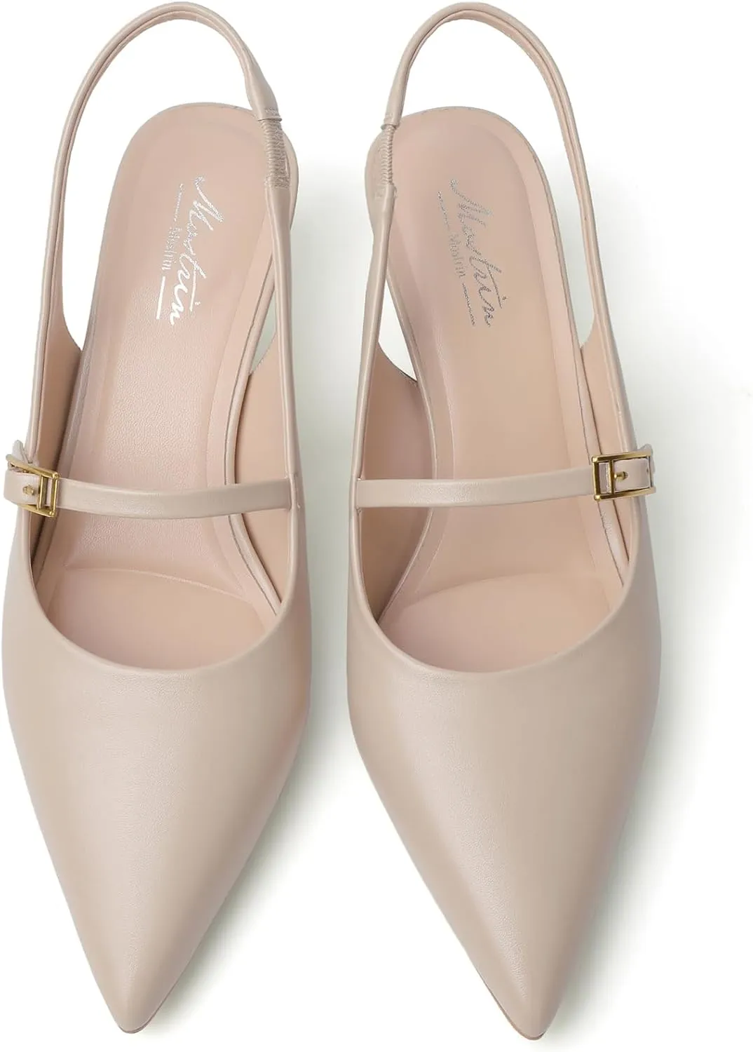 Mostrin Kitten Heels for Women Slingback Heels Pointed Closed Toe Heels Slip On Dress Pumps Shoes Low Women's Pumps for Dating Party Working