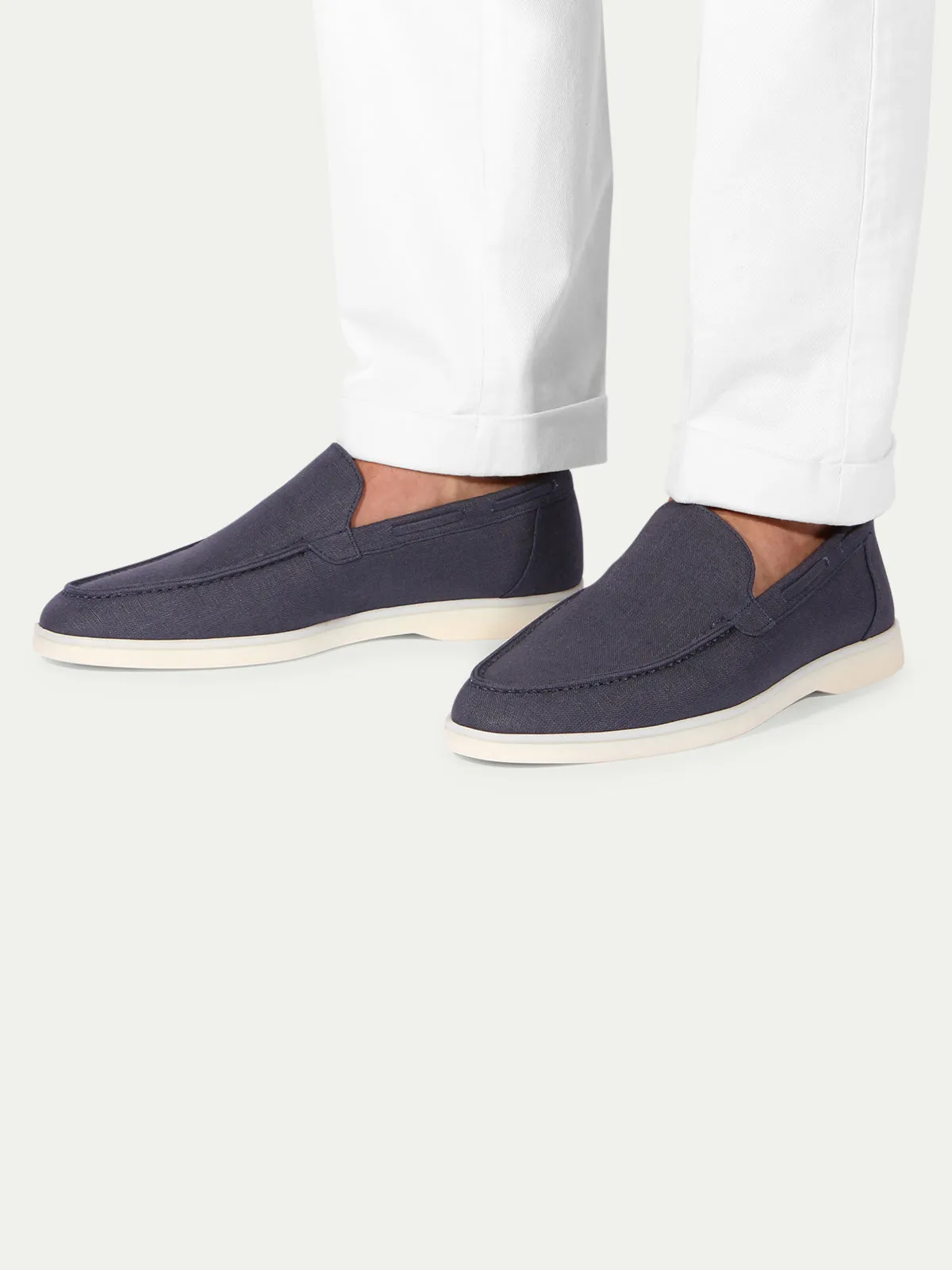 "Navy" - Linen Yacht Loafers
