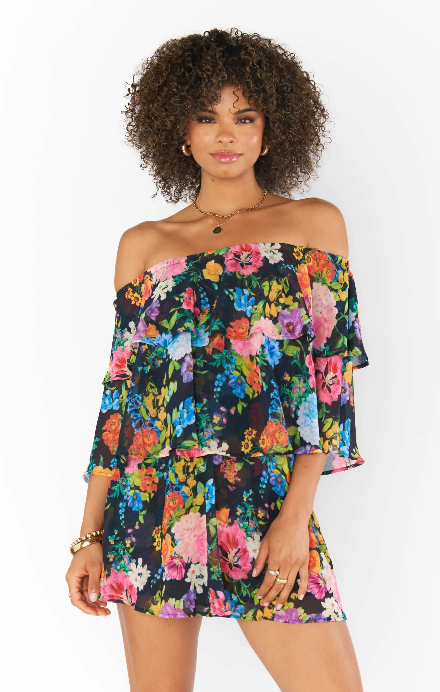 Triple Decker Romper ~ Midnight Botanical Floral
