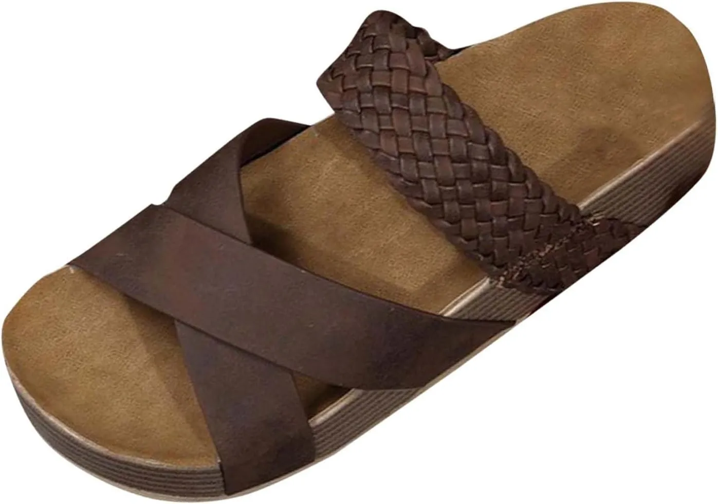 Women Platform Sandals Comfortable Casual Slip On Slippers Open Toe Wide Width Platform Sandals Casual Lightweight Soft Cushion Slides for Summers Dress Beach