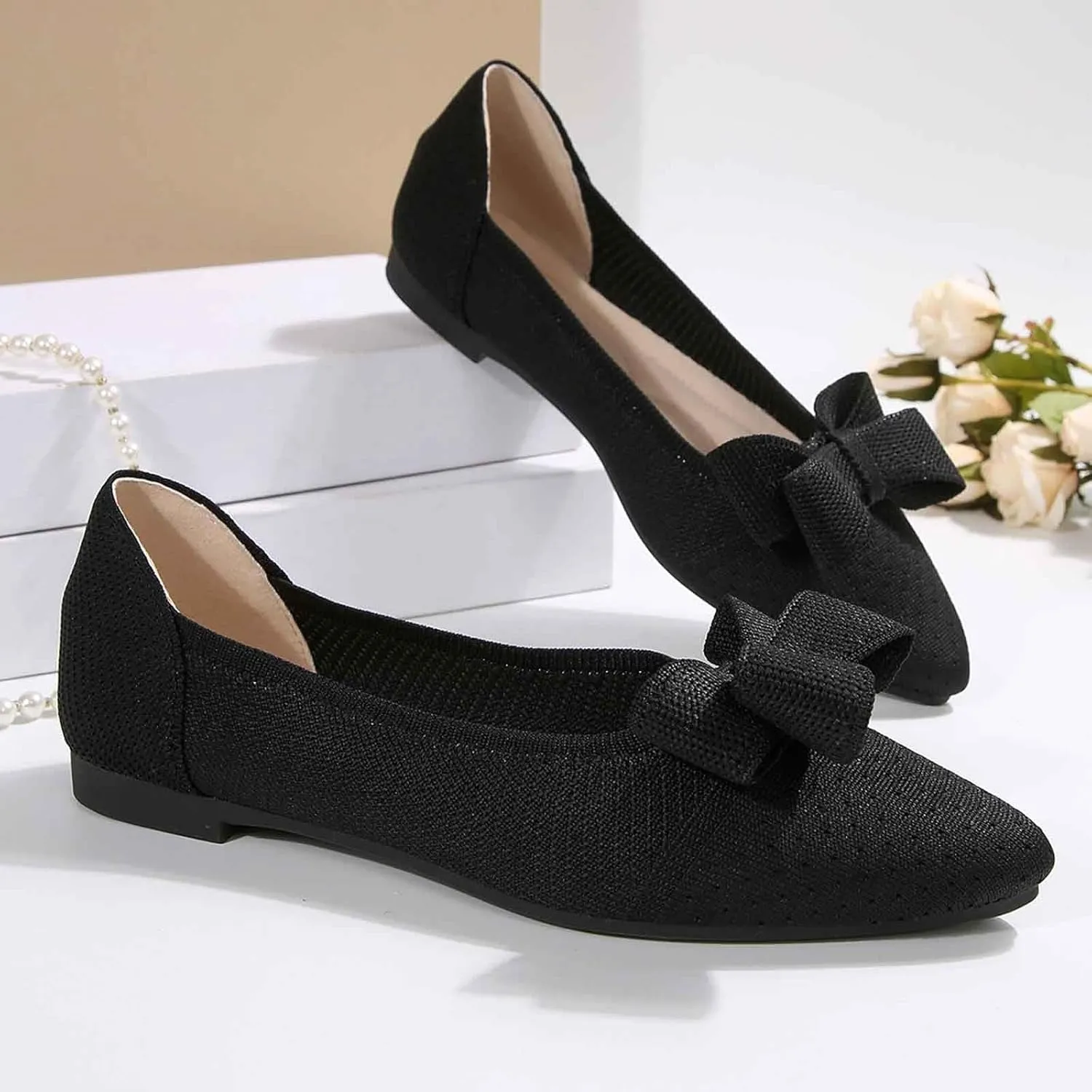 Women's Loafers Comfortable Slip-on Bowknot Walking Dressy Shoes with Arch Support Casual Shoe for Kids