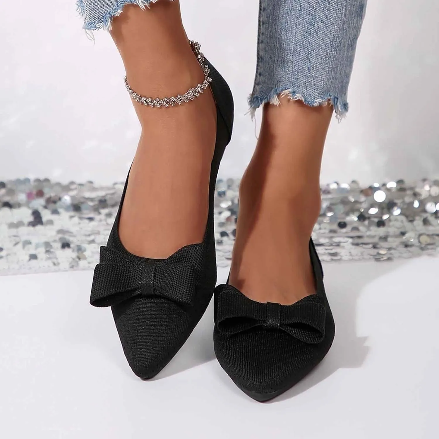 Women's Loafers Comfortable Slip-on Bowknot Walking Dressy Shoes with Arch Support Casual Shoe for Kids