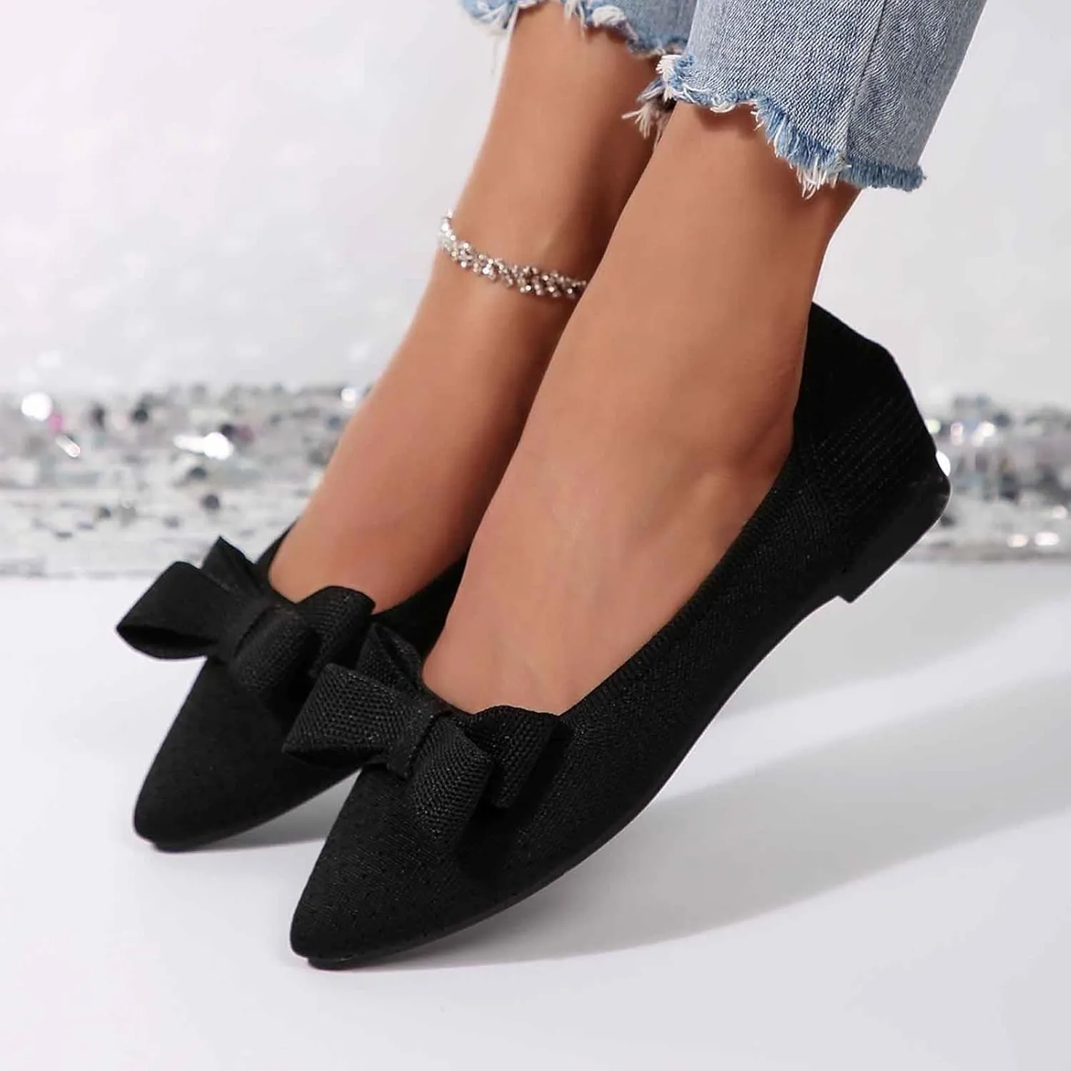 Women's Loafers Comfortable Slip-on Bowknot Walking Dressy Shoes with Arch Support Casual Shoe for Kids