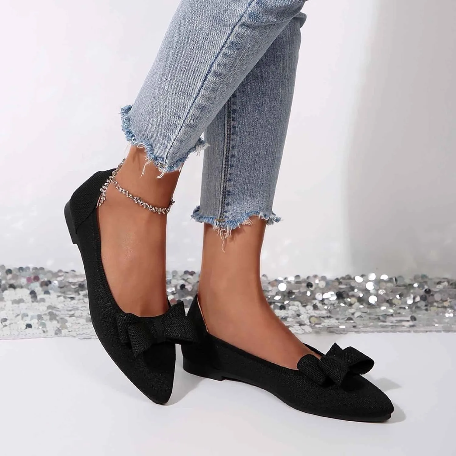 Women's Loafers Comfortable Slip-on Bowknot Walking Dressy Shoes with Arch Support Casual Shoe for Kids