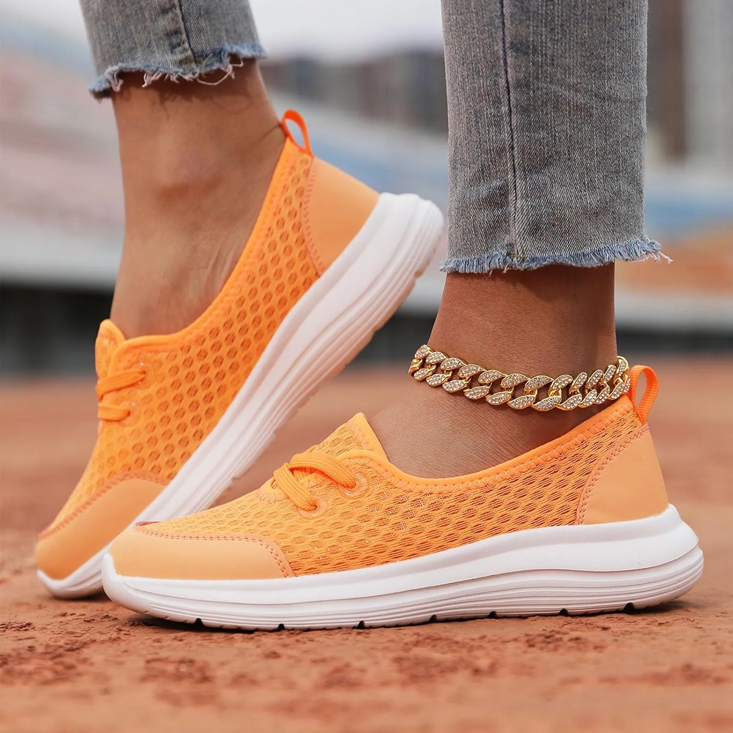 Women's Sneakers Lightweight Slip On Sport Shoes Arch Support Orthopedic Shoes Slip-On Walking Shoes Flat Loafer