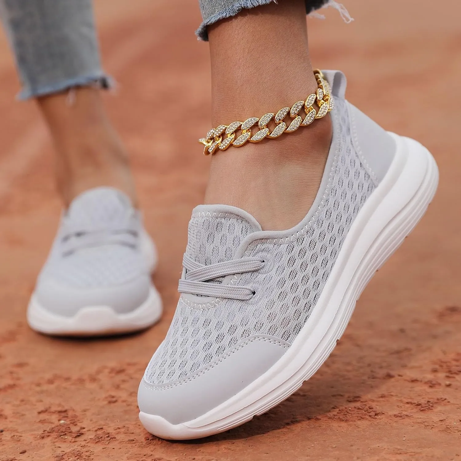 Women's Sneakers Lightweight Slip On Sport Shoes Arch Support Orthopedic Shoes Slip-On Walking Shoes Flat Loafer