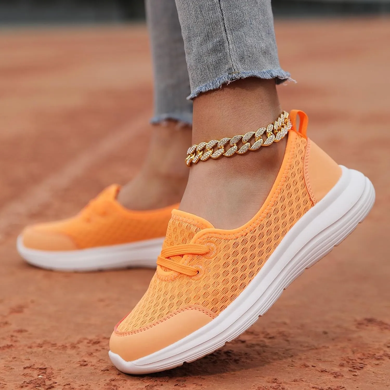 Women's Sneakers Lightweight Slip On Sport Shoes Arch Support Orthopedic Shoes Slip-On Walking Shoes Flat Loafer