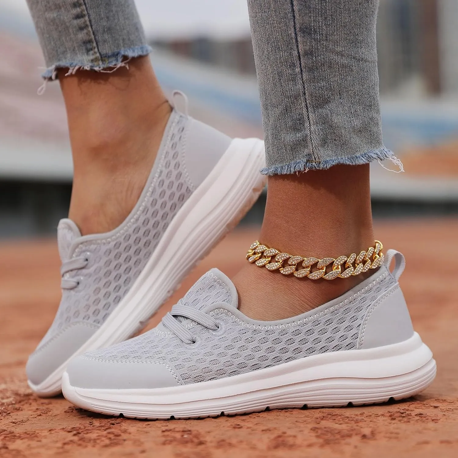 Women's Sneakers Lightweight Slip On Sport Shoes Arch Support Orthopedic Shoes Slip-On Walking Shoes Flat Loafer